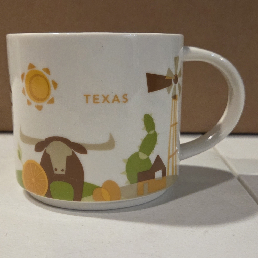 Texas Themed White and Orange Mug